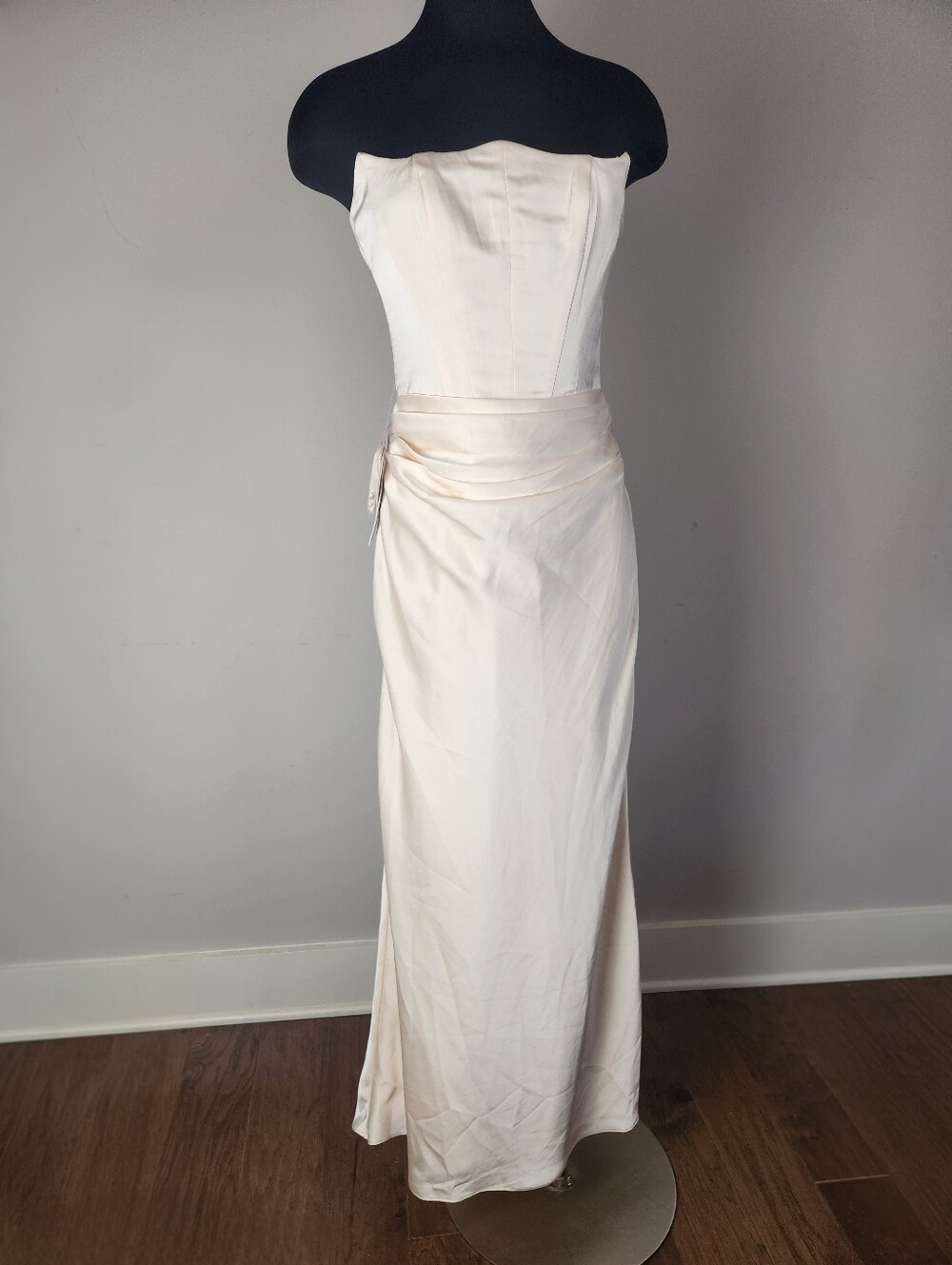 NET AZAZIE "DEBBY" Strapless Cream Evening Gown